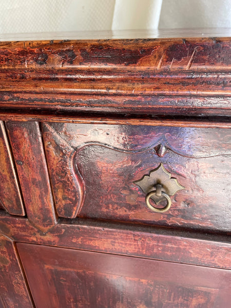 Mid 19th Century Dark Red Chinese Antique Sideboard
