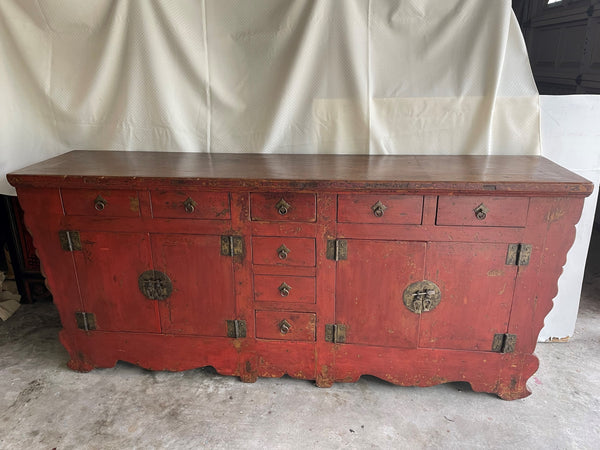 Mid 19th Century Chinese Antique Red Sideboard