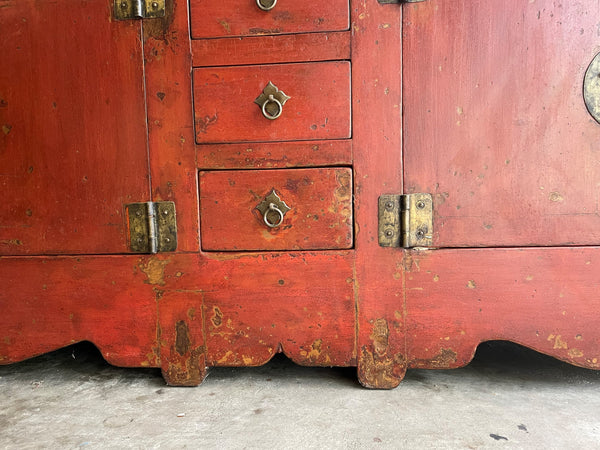 Mid 19th Century Chinese Antique Red Sideboard