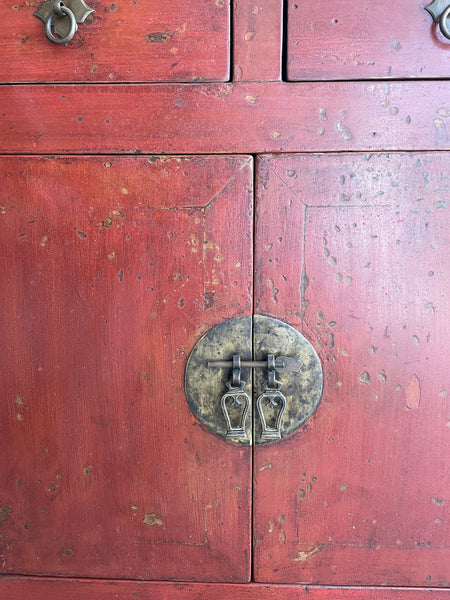 Mid 19th Century Chinese Antique Red Sideboard