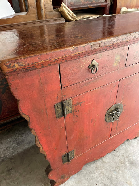 Mid 19th Century Chinese Antique Red Sideboard