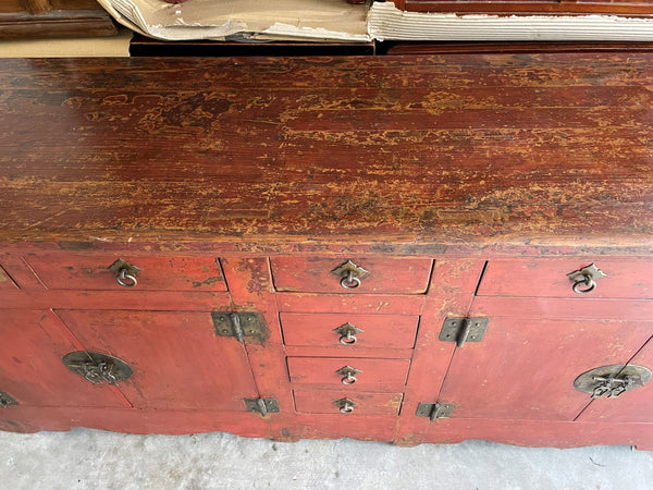 Mid 19th Century Chinese Antique Red Sideboard