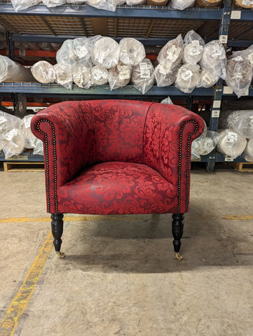Oxford Tub Chair in Printed Red Leather