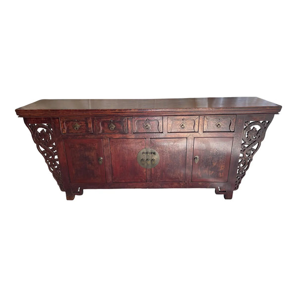 Mid 19th Century Dark Red Chinese Antique Sideboard