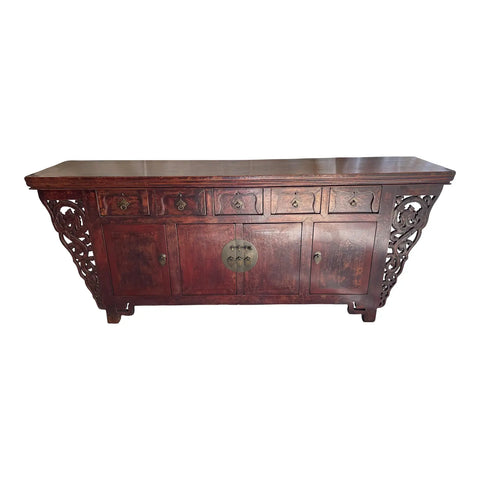 Mid 19th Century Dark Red Chinese Antique Sideboard