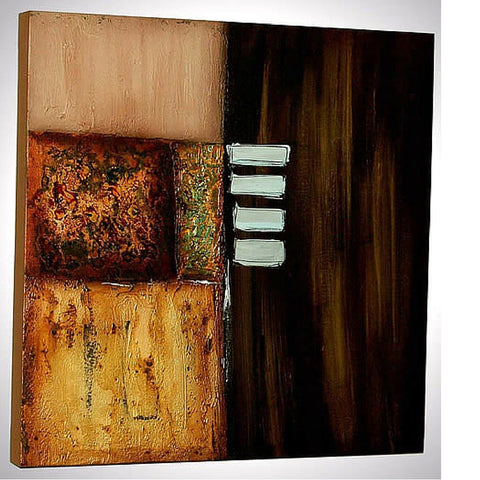 Brown Textured Acrylic on Canvas Thai Painting