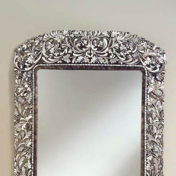 HandCut Glass Mirror in Teak Carved Frame
