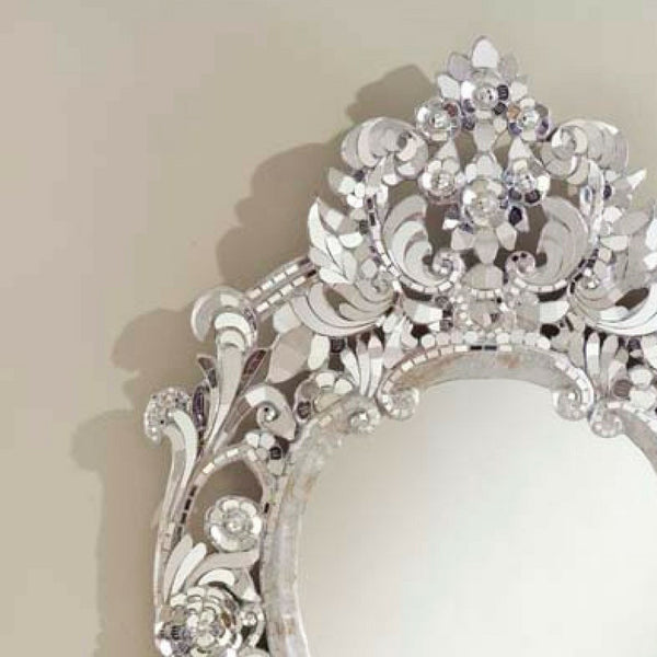 Fancy Silver Handcut Glass Thai Mirrors