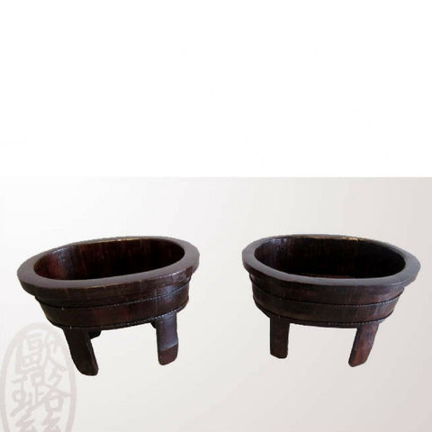 Black Antique Chinese Wooden Painted Oval Baby Baths