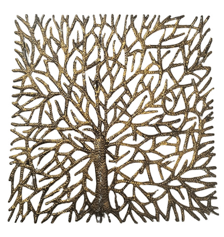 Square Tree of Life in Gold Finish