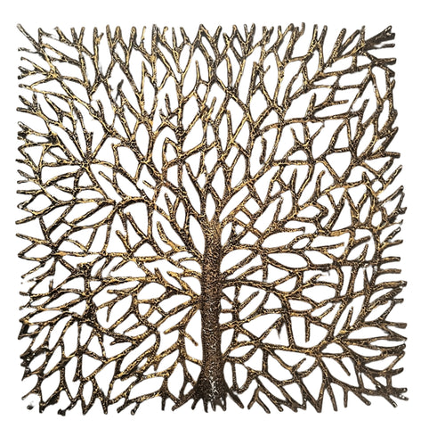 Square Tree of Life in Gold Finish