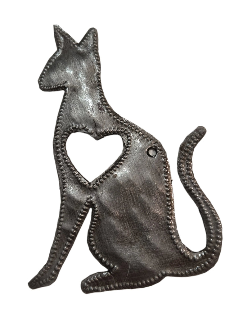 Skinny Cat Ornament with Heart