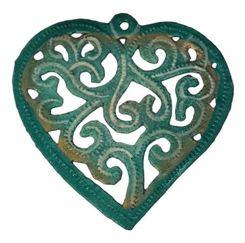 Painted Heart Ornament (Green)