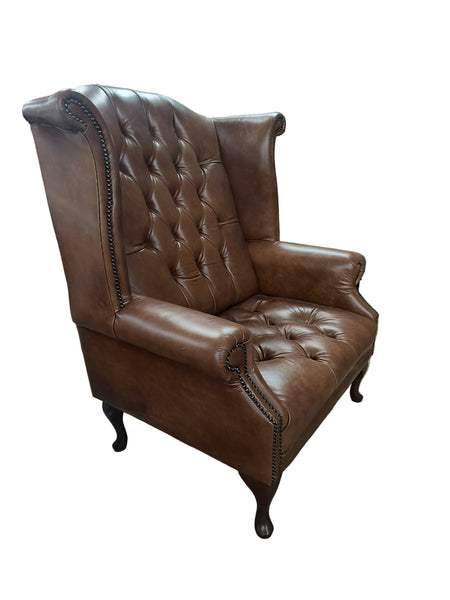 Lincoln Wing Chair in Antique Whiskey Leather