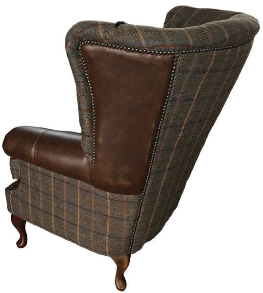 Barwell Wing Chair in Tan Brown Tweed
