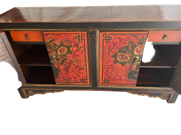 Antique Mongolian Four Door Sideboard