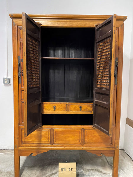 Late 19th Century Chinese Antique Large Natural 4 Door Cabinet