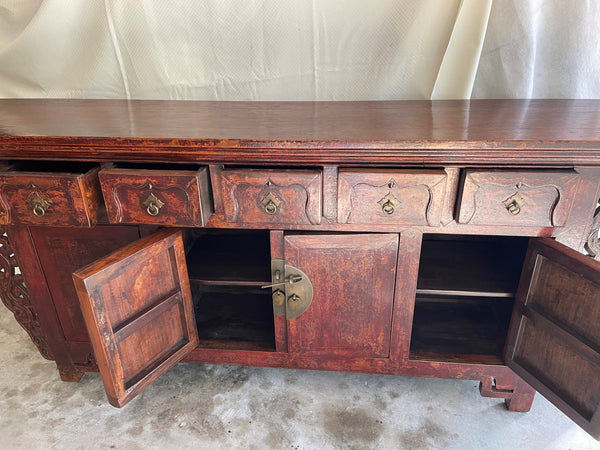 Mid 19th Century Dark Red Chinese Antique Sideboard