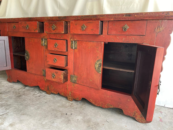 Mid 19th Century Chinese Antique Red Sideboard
