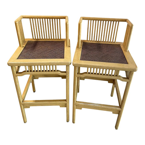 Late 20th Century Tall Chinese Bar Chairs - Set of 2