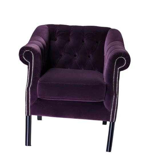 Rockingham Club Chair in Aubergine Velvet