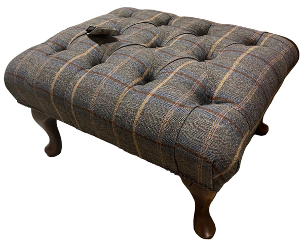 Kensington Footstool in Tan Brown Tweed