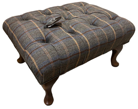 Kensington Footstool in Tan Brown Tweed