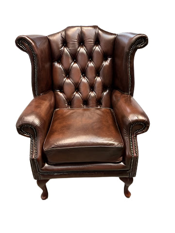 Newby Wingback in Antique Dark Brown Leather