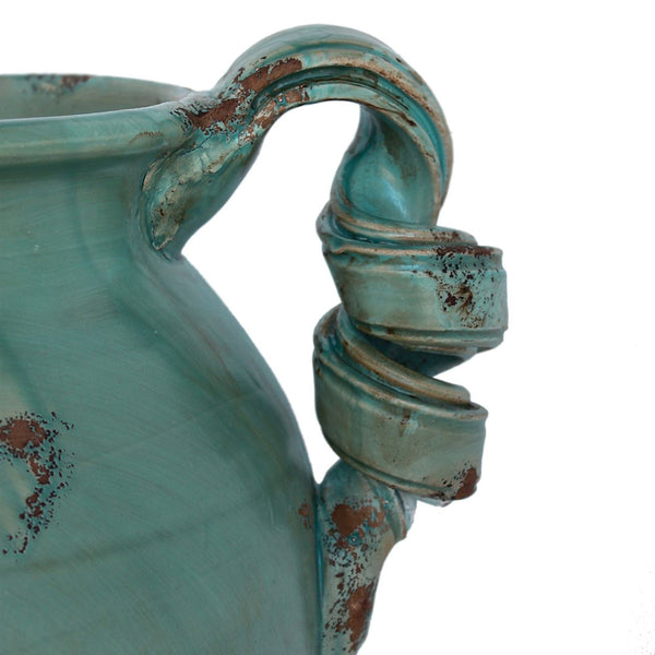 Rustic Italian Hand Made Blue Ceramic Water Pitcher
