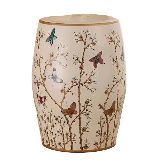 French Vanilla Butterfly Garden Stool