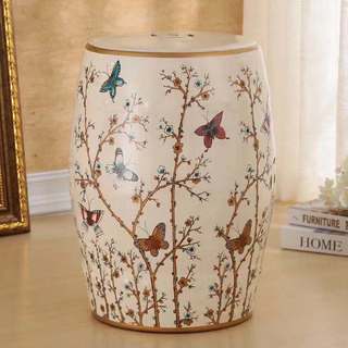 chinese garden stool with butterfly motif