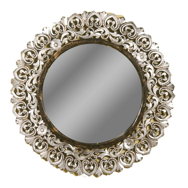 Large Round Handcut Glass Mirror Ornate