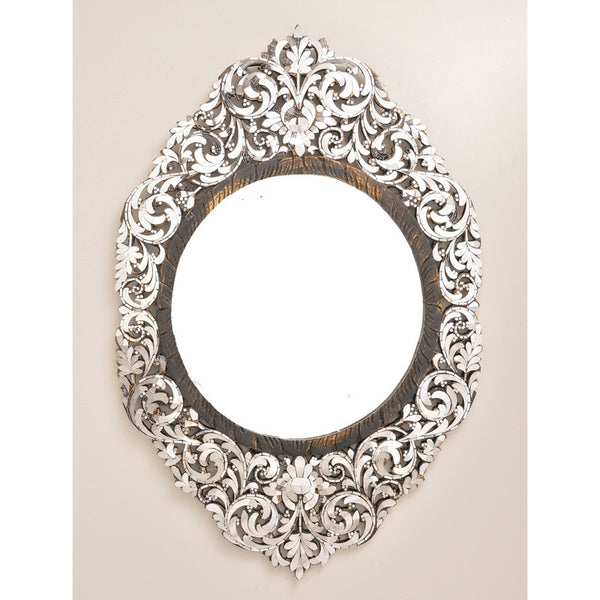 Tall Ornate Oblong Floral Framed Mirror