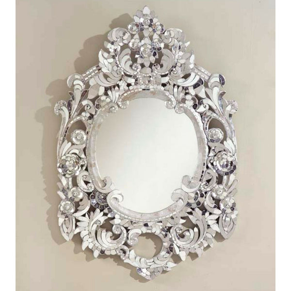 Silver Ornate Glass Handcut Mirror