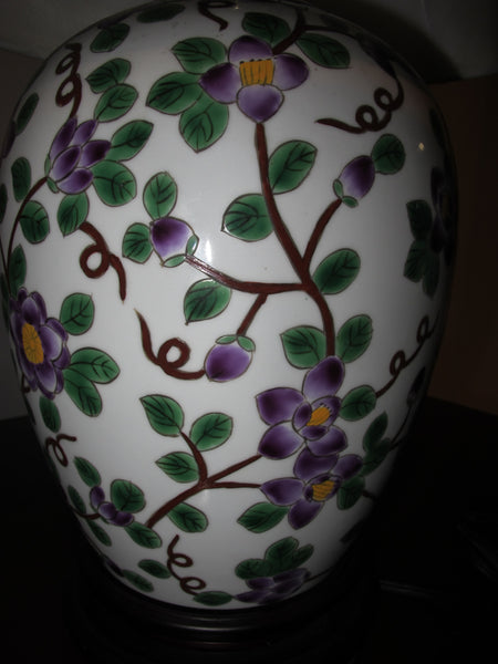 Purple Motif Porcelain Lamp