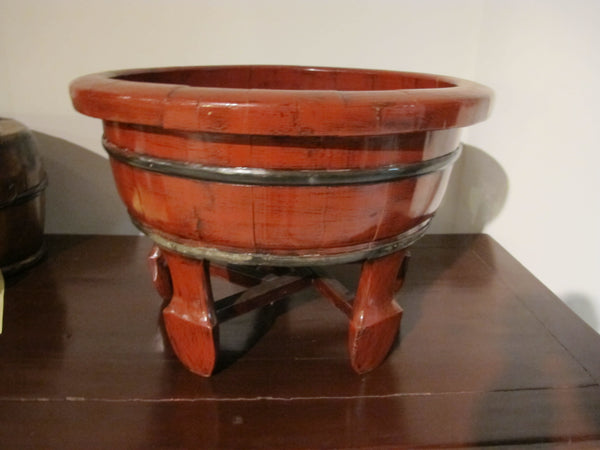 Red Wooden Baby Basin