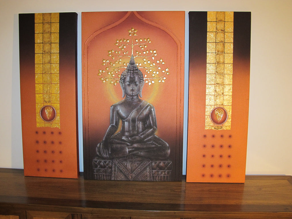 Three Piece Buddha Painting