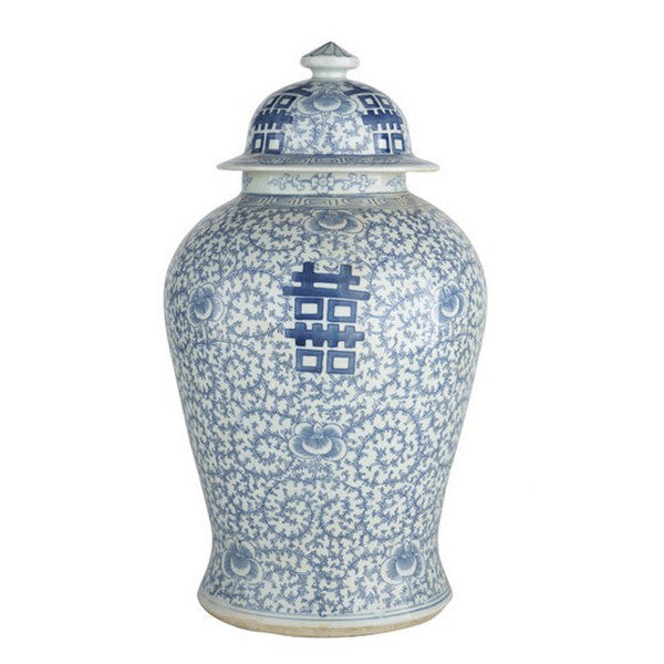 Double Happiness Floral Temple Jar
