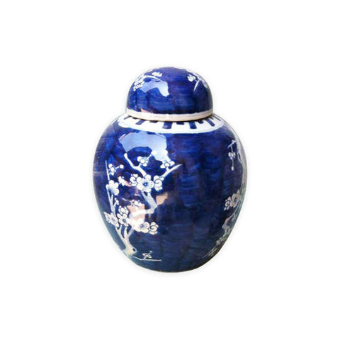 Unique Lidded Chinese BLue and WHite Temple Jar