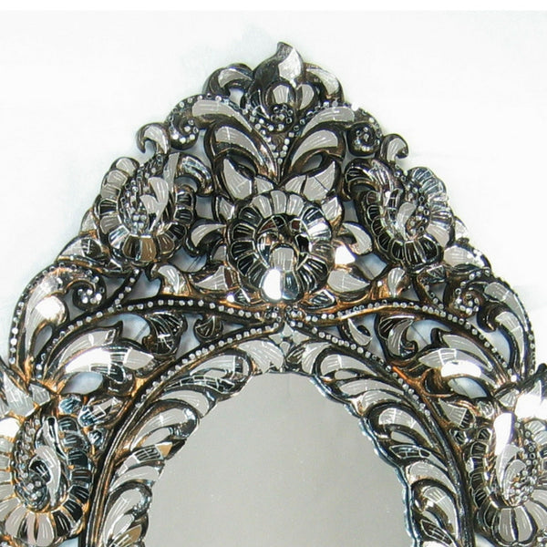Small Oval Ornate Handcut Glass Mirror