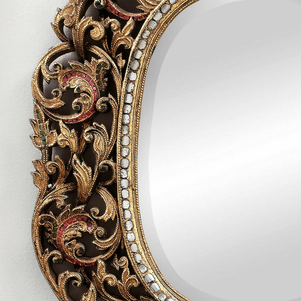 Decorated Oval Hand Cut Glass Mirror