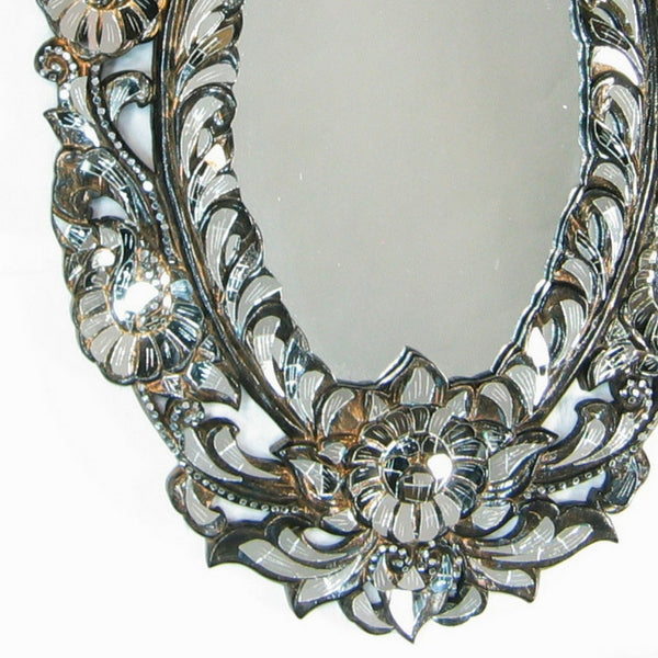 Handcut Glass Ornate Scroll Mirror