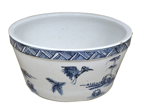 Blue and White Water Bowl/Bird Motif
