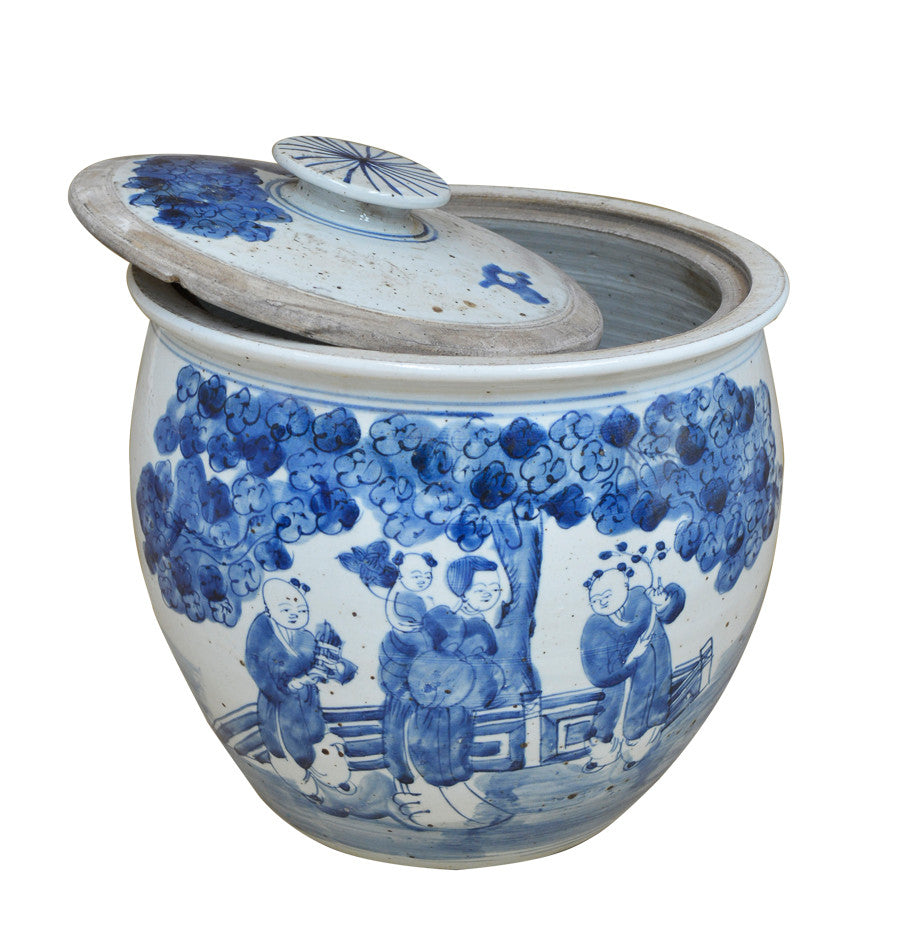 Blue and White Urn with Lid