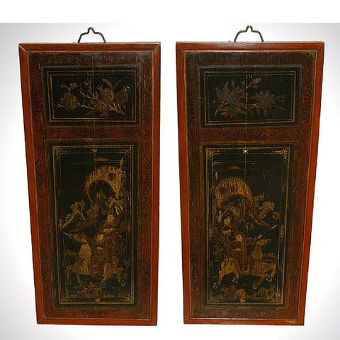 Pair of Chinese Painted Panels