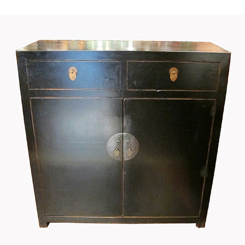 Antique Reproduction Small Black Cabinet with Drawers