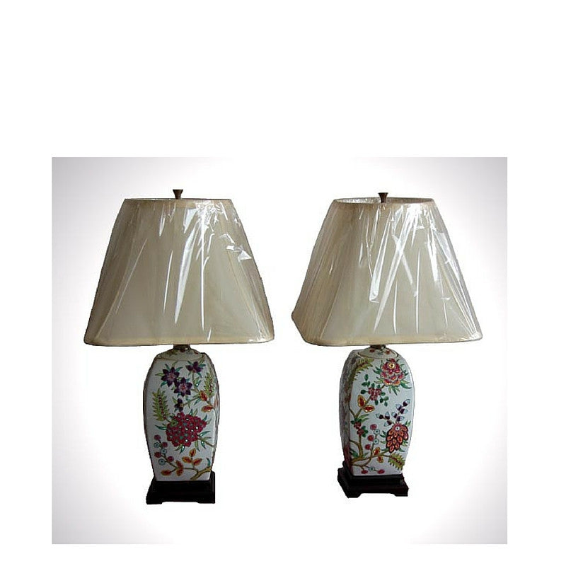 Floral Motif Porcelain Lamps