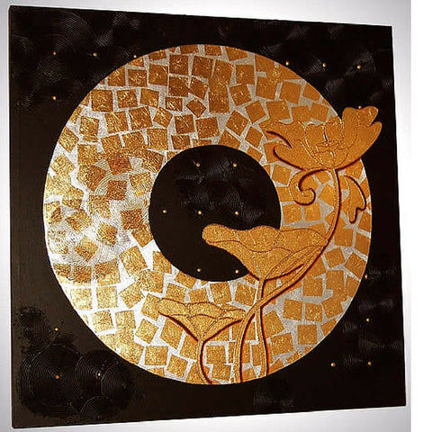 Circle of Success Gold and Silver Leaf on Canvas Acrylic