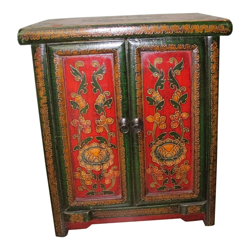 Tibetan Floral Decorated Side Chest