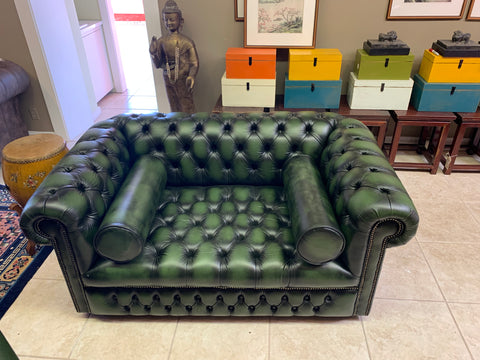 Two Seater Windsor in Antique Green Leather